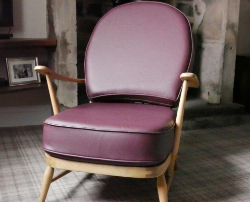 Leather 203 Ercol chair and cushions
